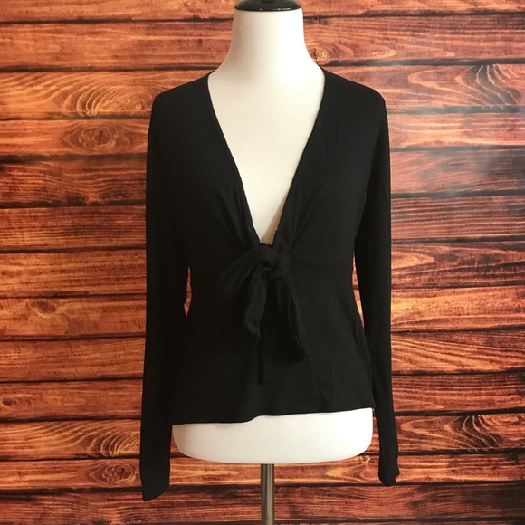 deep v tie front top